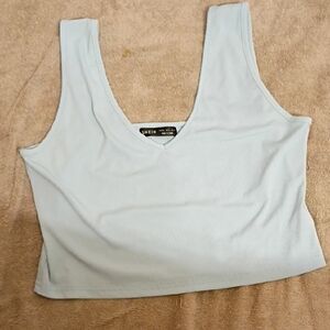 SHEIN Sky Blue V-Neck Crop Top